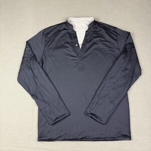 Sease Shirt Men's Size Medium Reversible Henley Fish Reve Cotton Navy Blue Gray